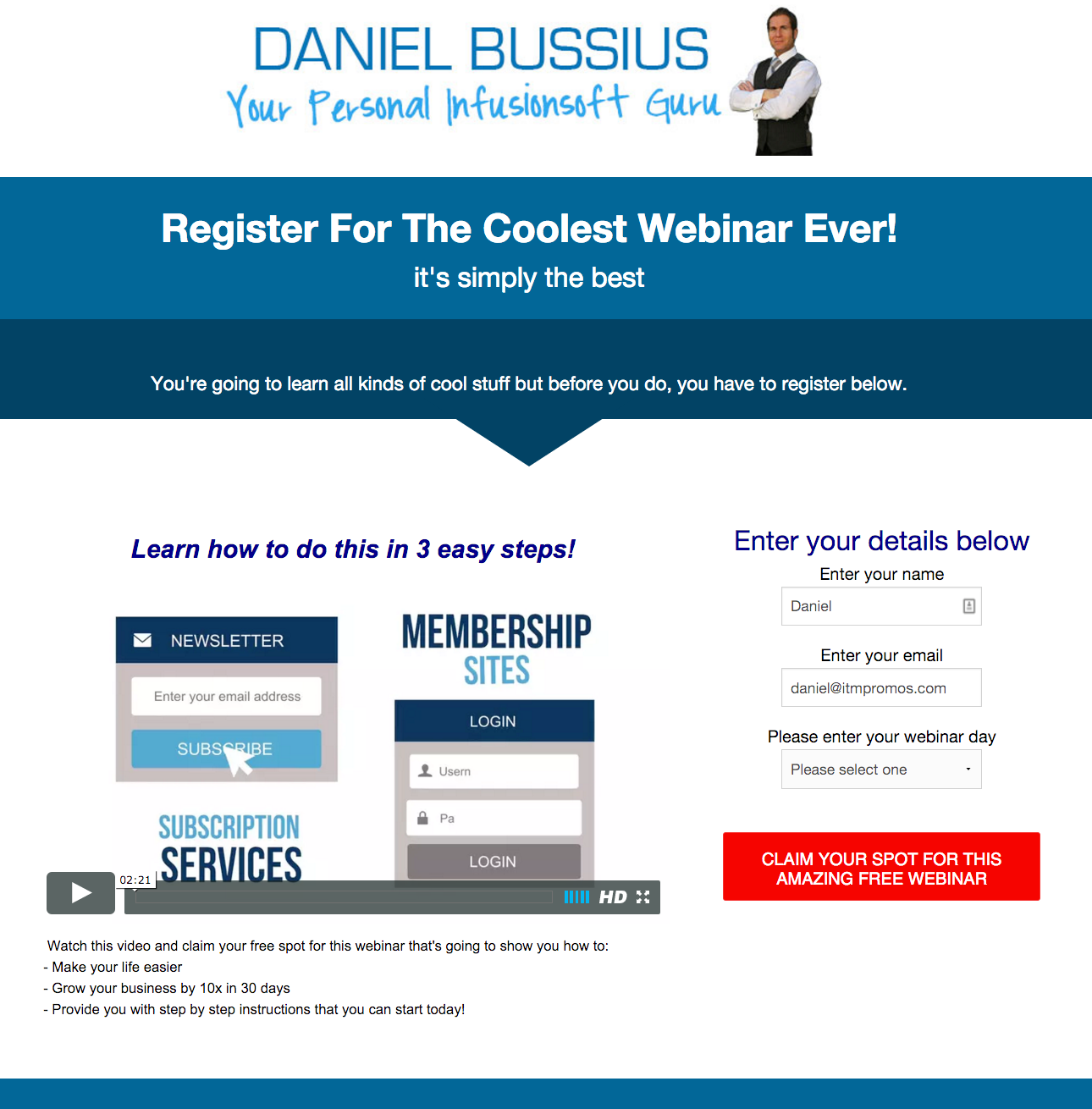 Webinar Funnel Registration Landing Page