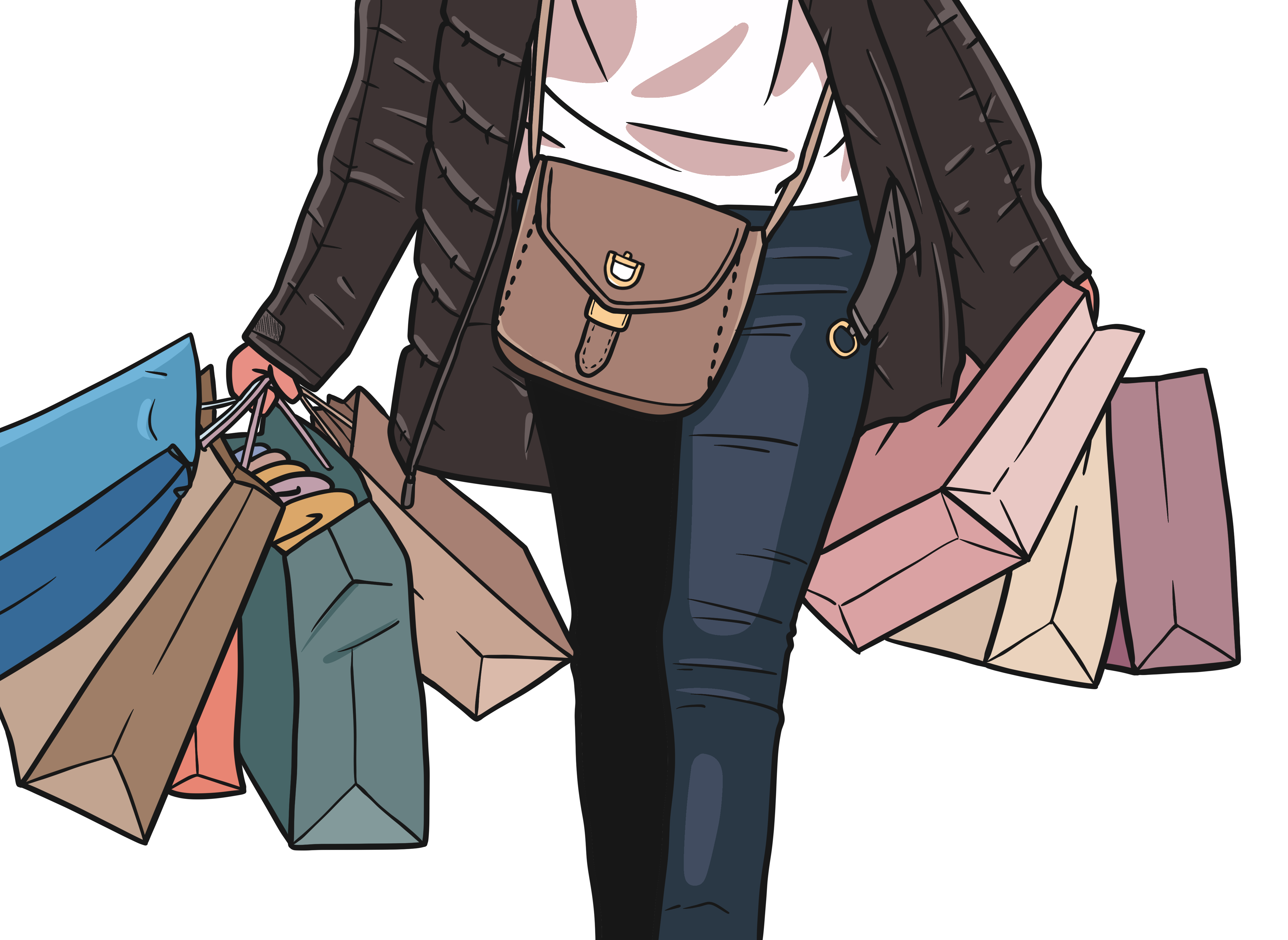 illustration of person with shopping bags represting a successful Black Friday Marketing Strategy for 2021