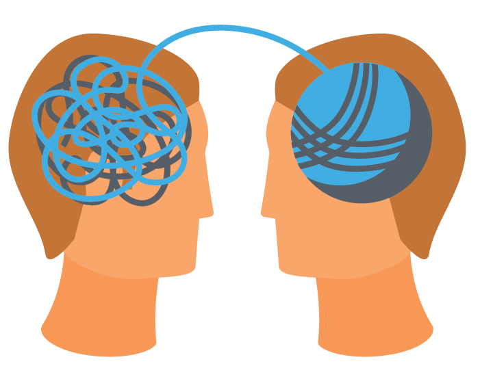 illustration of two brains as a ball of thread symbolizing emotional marketing a timeless marketings strategy